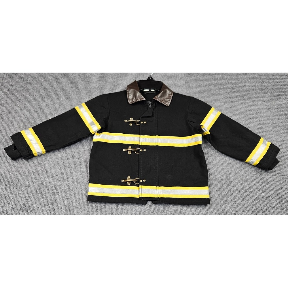 Aeromax Firefighter Costume Kids Size 4-6 Black Fireman Jacket Bib Pants Set